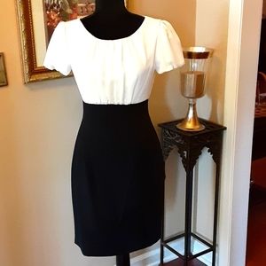 Maxandcleo Lydia black cream dress cap sleeve Gathered bodice Fitted 4 New…